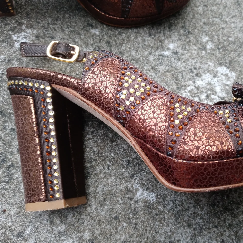 Vintage Andrea Baldini Art Deco Style Shoes 37 Evening Rhinestones